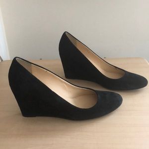J Crew Martina Black Suede Wedge